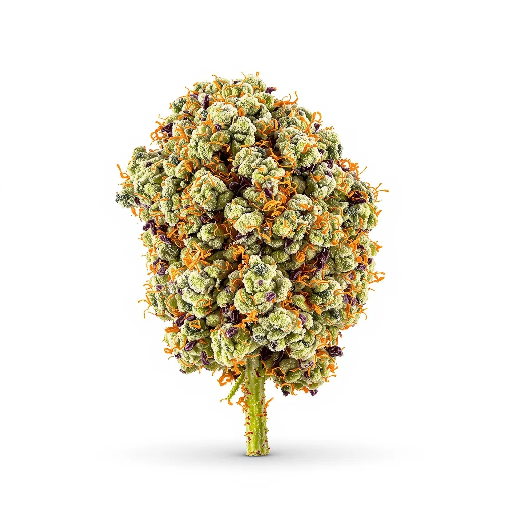 24k Gold 43% indica / 57% sativa flower with visible trichomes