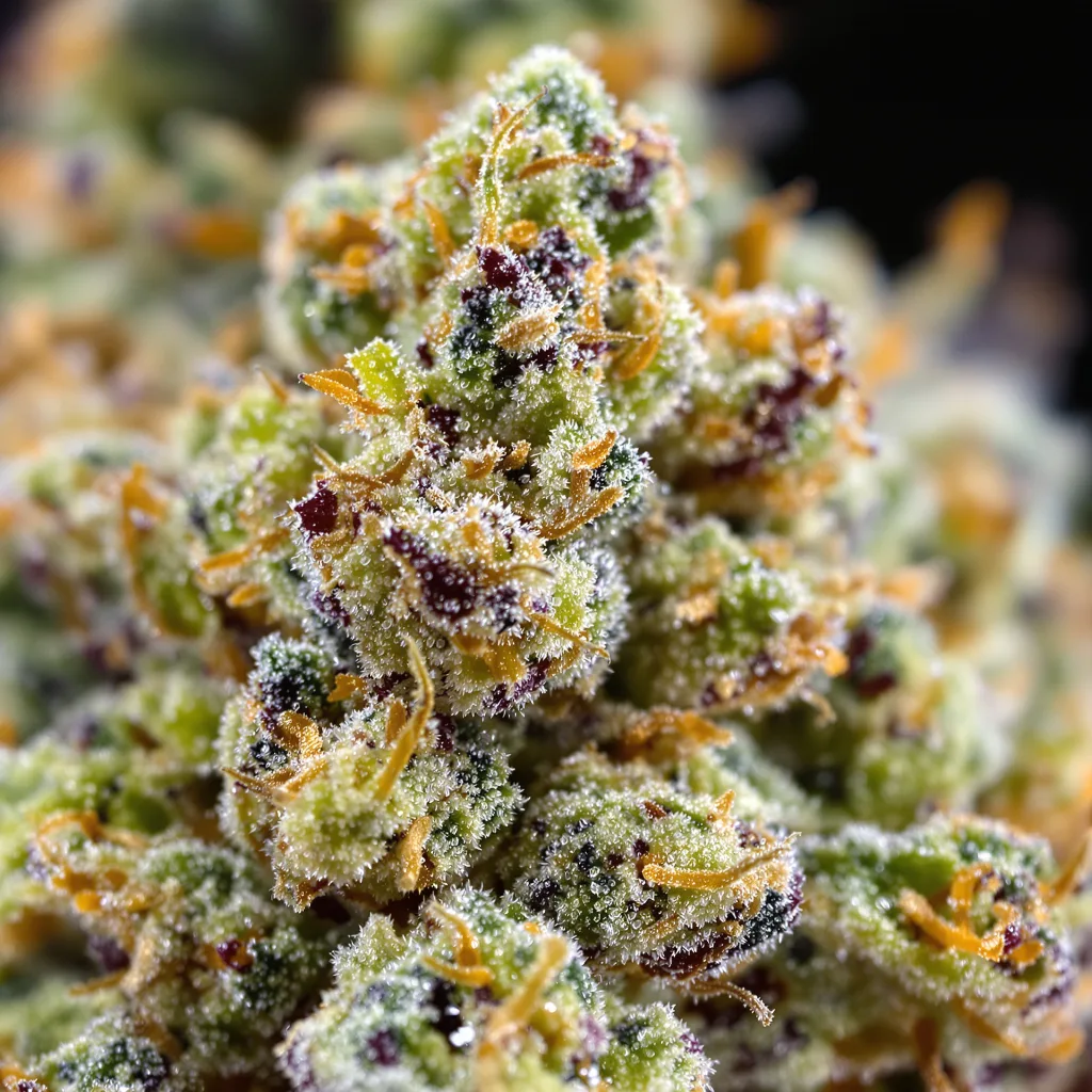 707 Headband cannabis bud close-up showing lime-green airy structure