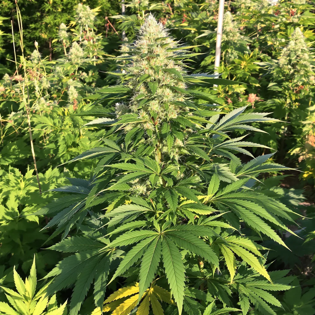 9 Pound Hammer 66% indica / 34% sativa flower with visible trichomes