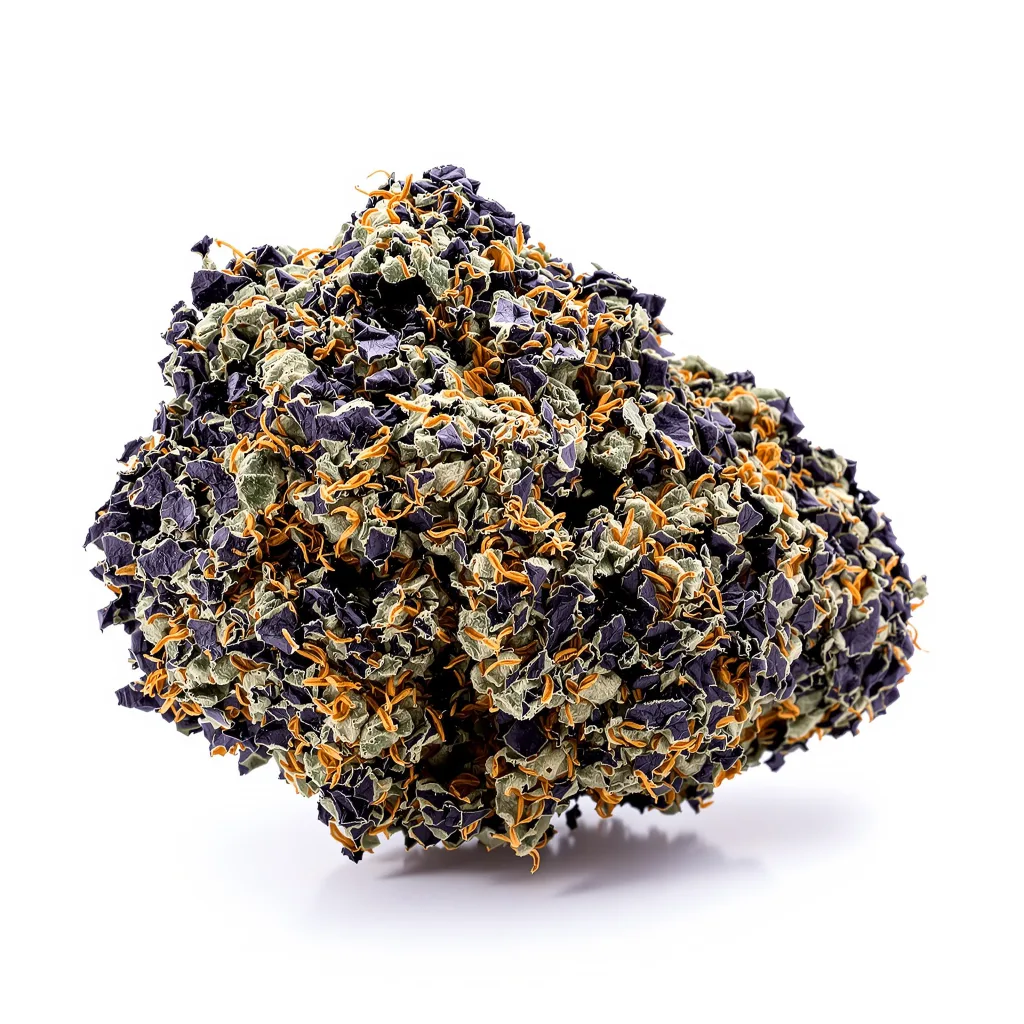 Abusive OG 85% indica / 15% sativa flower with visible trichomes