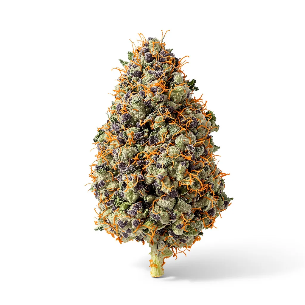Abusive OG 85% indica / 15% sativa flower with visible trichomes
