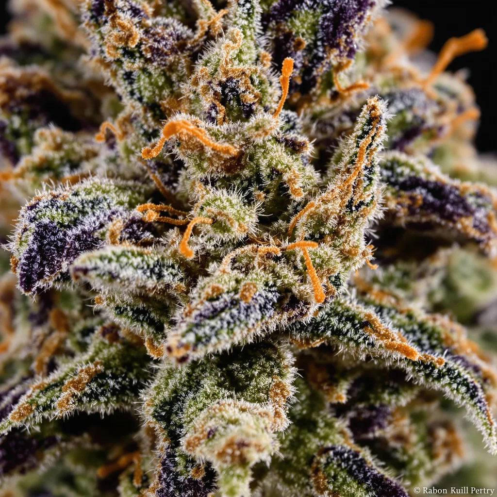 Ace of Spades cannabis bud close-up showing dense purple-tinged calyxes