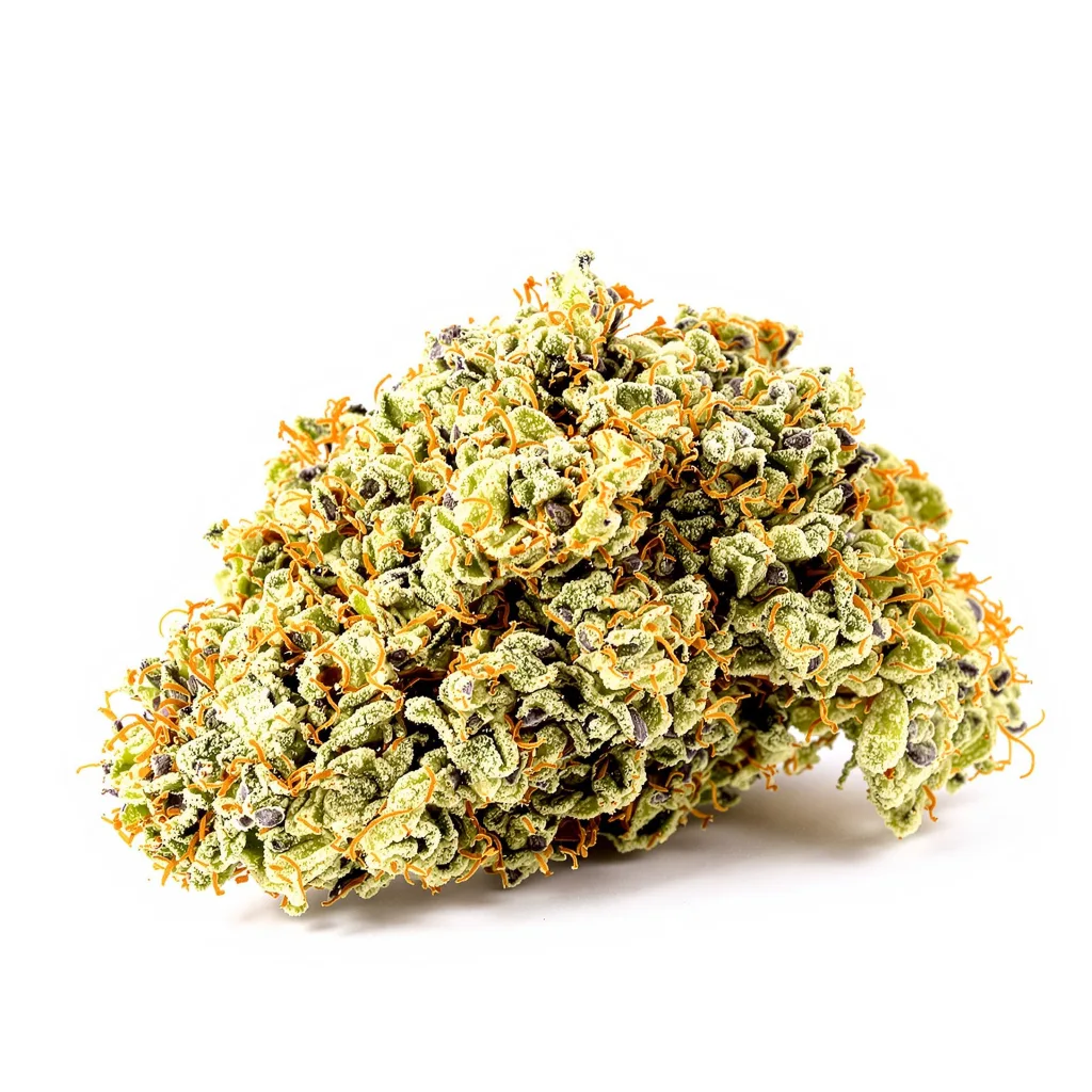 Afcrack 59% indica / 41% sativa flower with visible trichomes