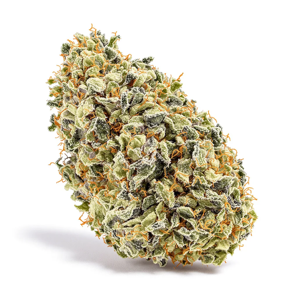 Afghan Big Bud 56% indica / 44% sativa flower with visible trichomes
