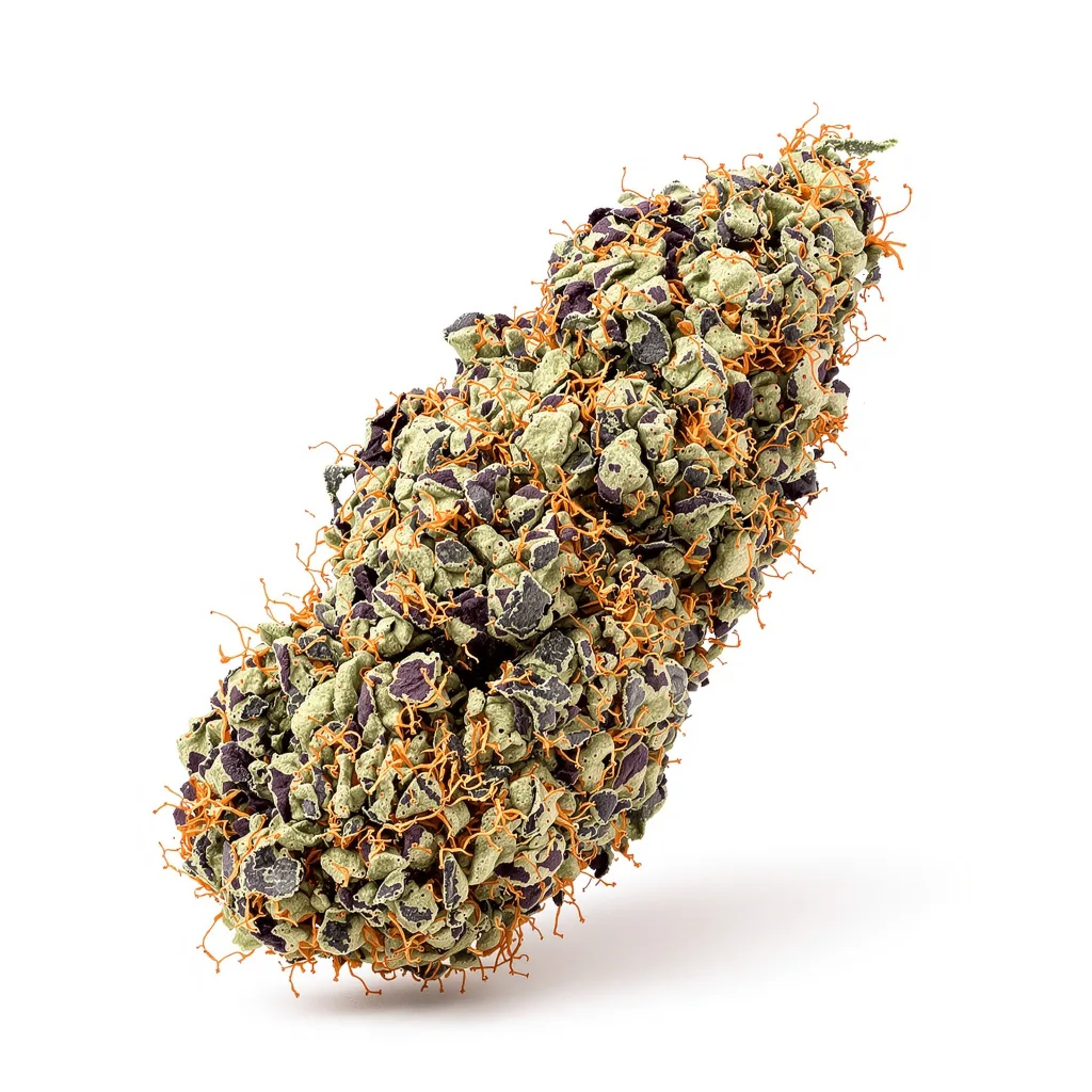 Afghan Hawaiian 68% indica / 32% sativa flower with visible trichomes