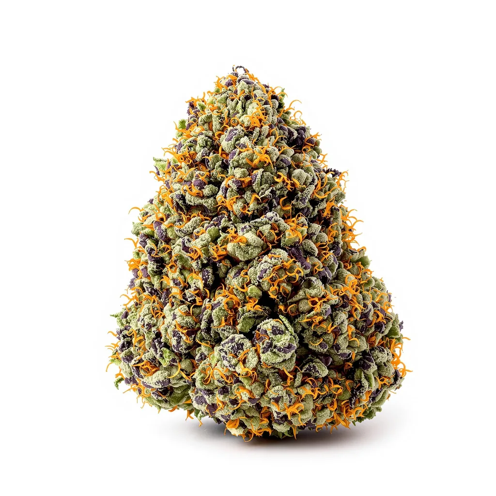 Afghan Kush 67% indica / 33% sativa flower with visible trichomes