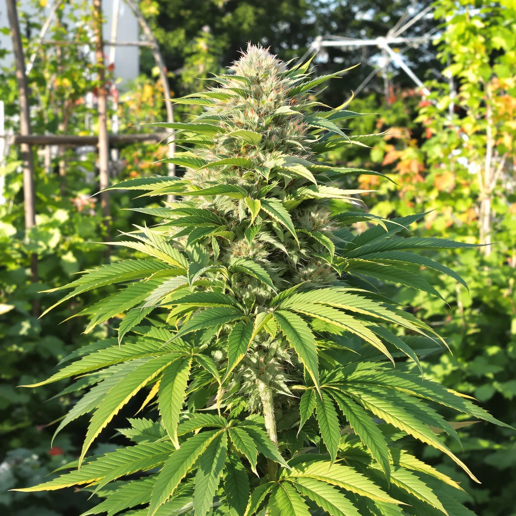 Afghani Bullrider 70% indica / 30% sativa flower with visible trichomes