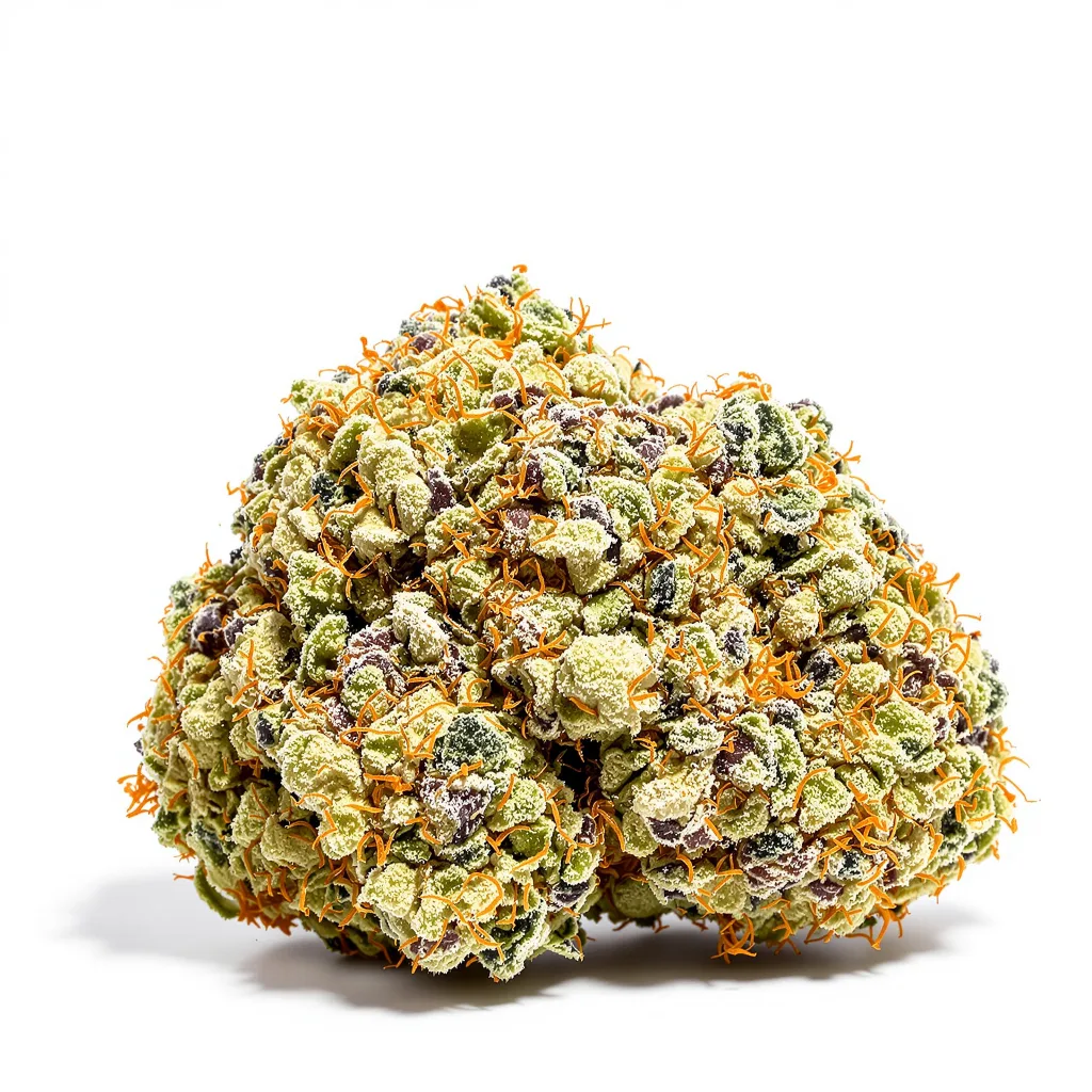 AK-48 51% indica / 49% sativa flower with visible trichomes