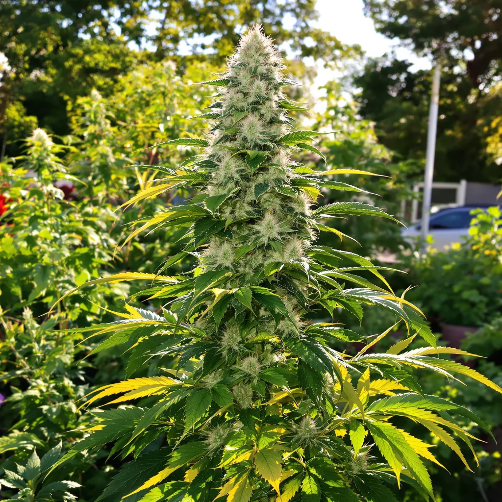 Alaska Thunderfuck 50% indica / 50% sativa flower with visible trichomes