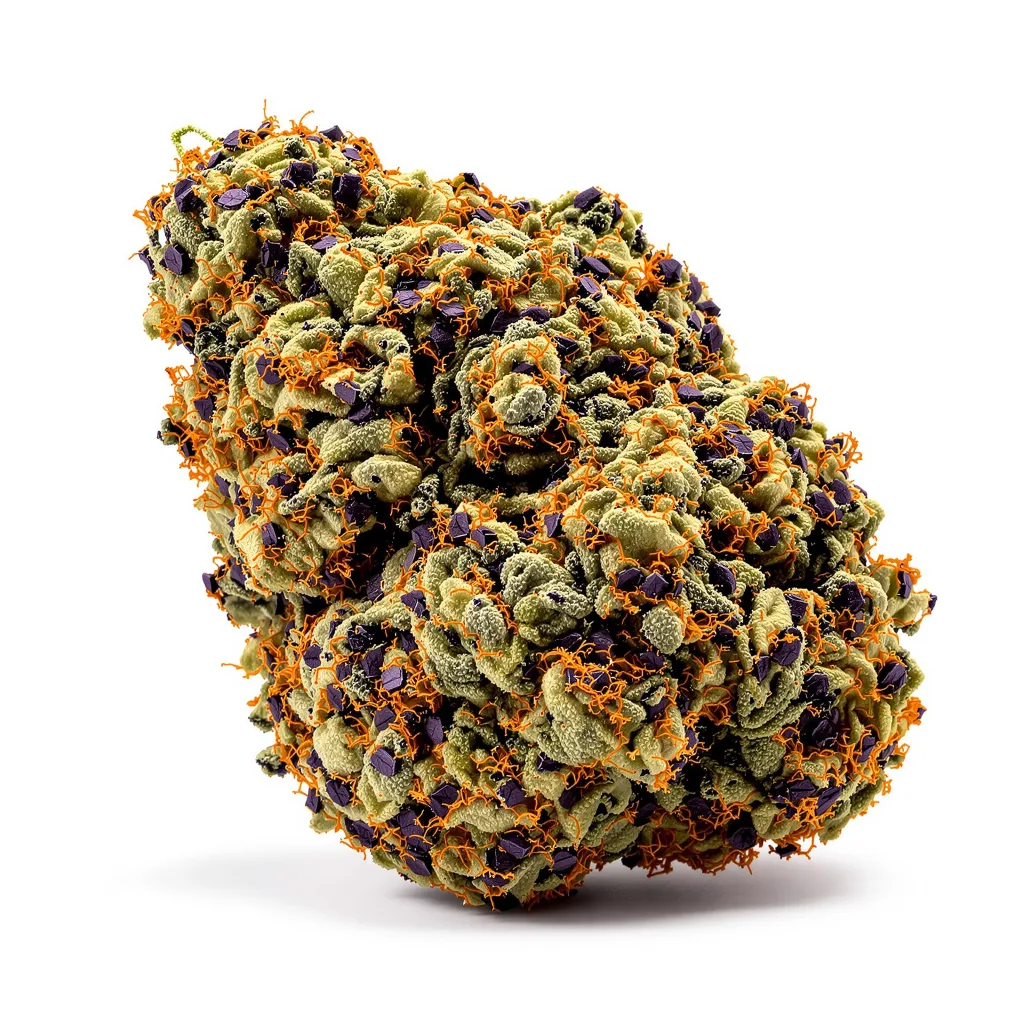 Alien Dawg 81% indica / 19% sativa flower with visible trichomes
