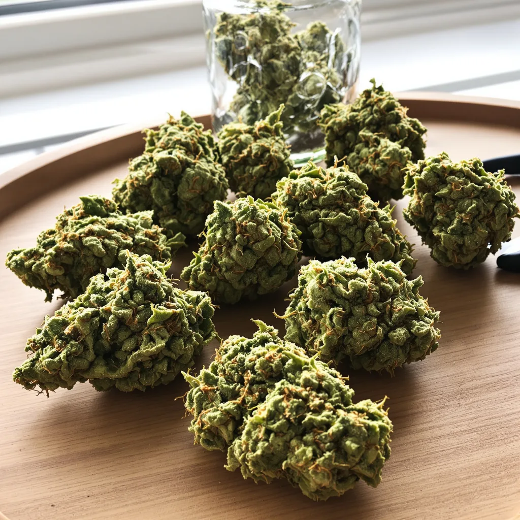 Allen Wrench 20% indica / 80% sativa flower with visible trichomes