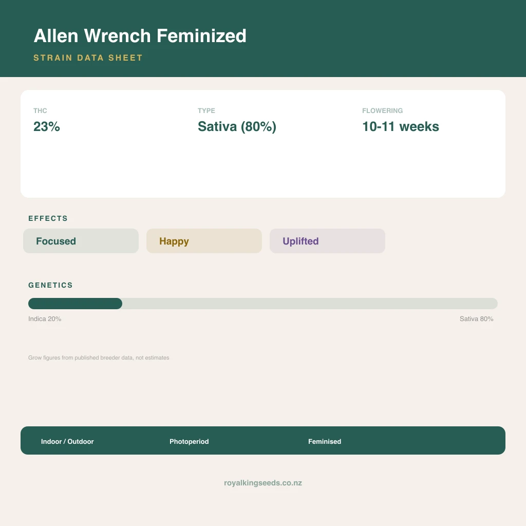 Allen Wrench 20% indica / 80% sativa flower with visible trichomes