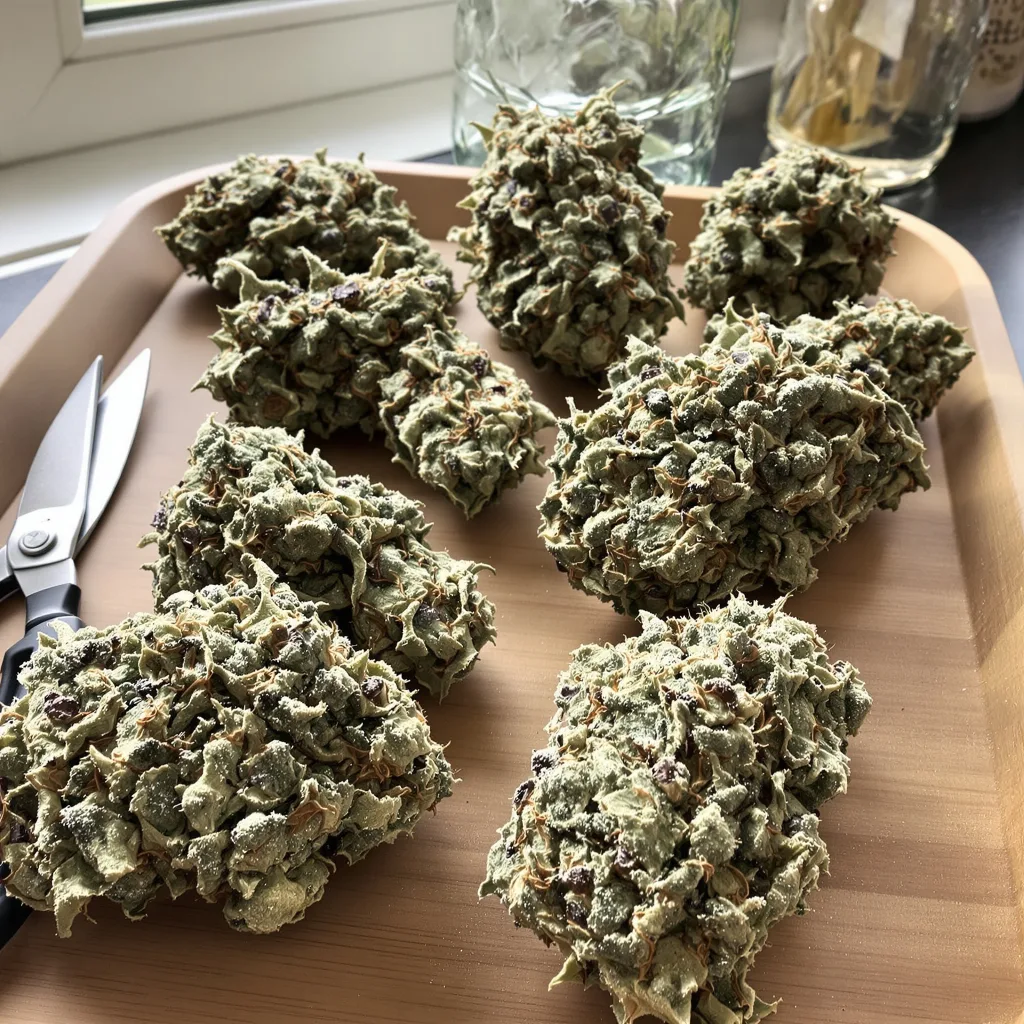 American Strain Mixpack 35% indica / 65% sativa flower with visible trichomes
