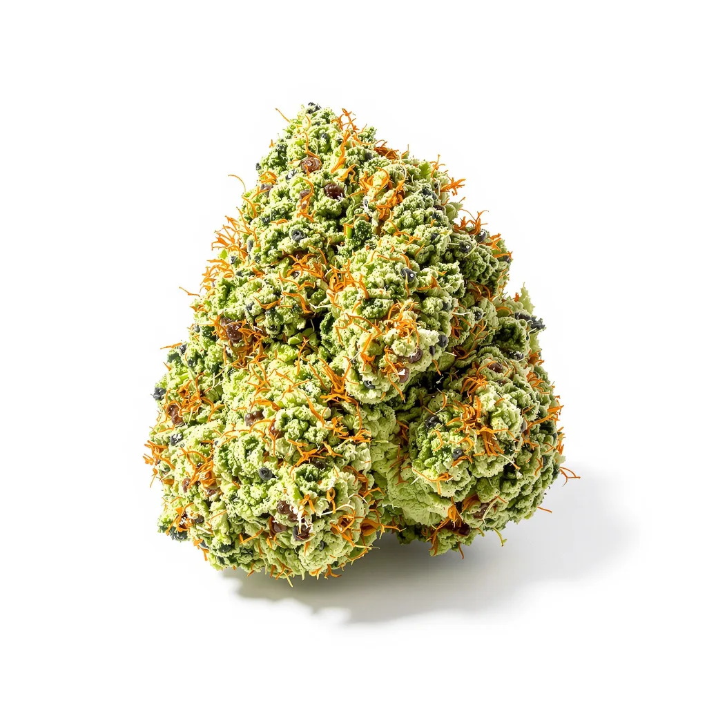 Amherst Diesel 12% indica / 88% sativa flower with visible trichomes