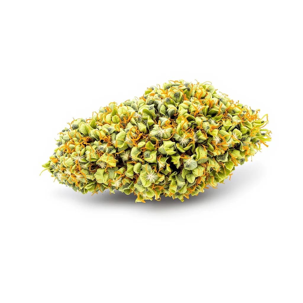 Amherst Diesel 12% indica / 88% sativa flower with visible trichomes