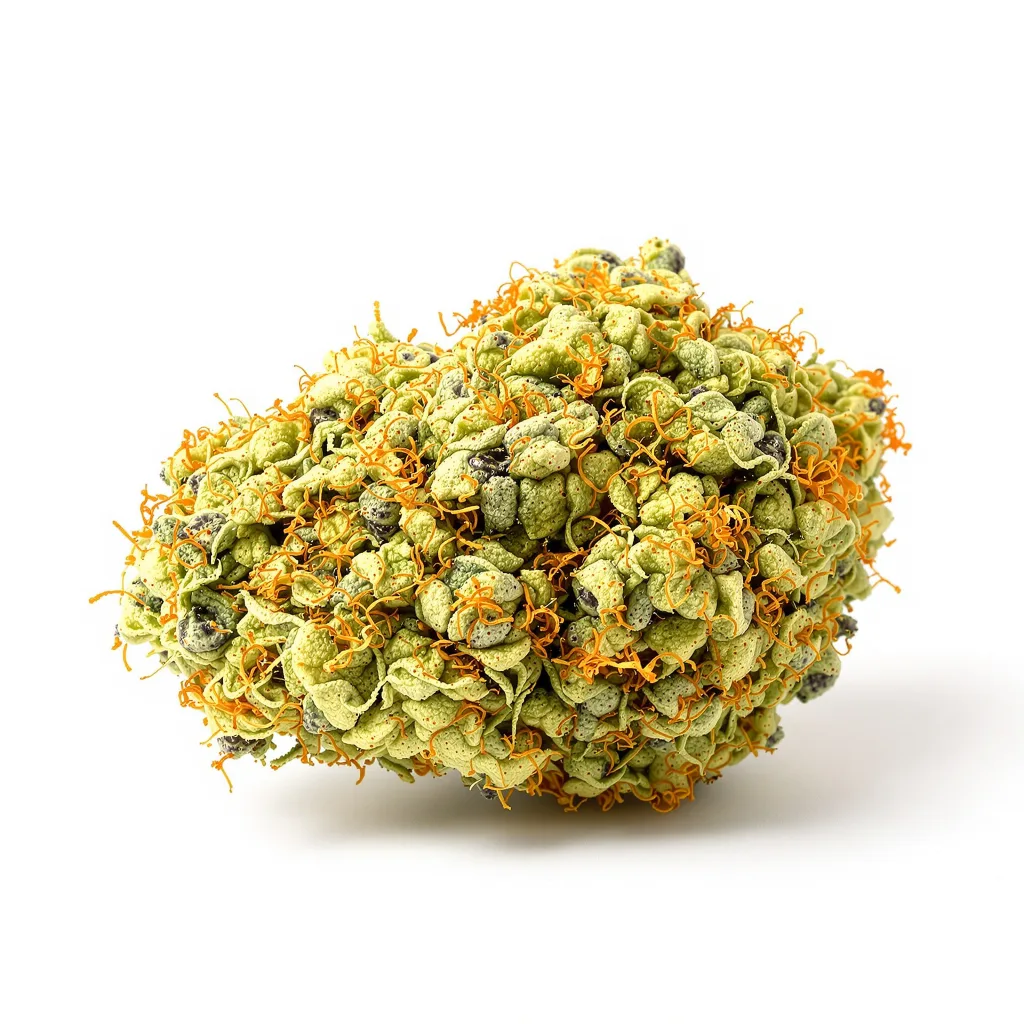 Amnesia Haze 12% indica / 88% sativa flower with visible trichomes
