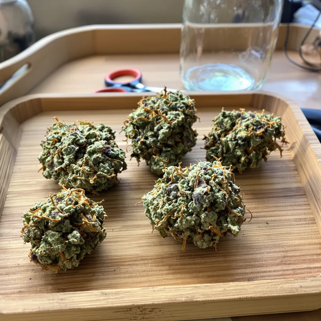 Apple Fritter 60% indica / 40% sativa flower with visible trichomes