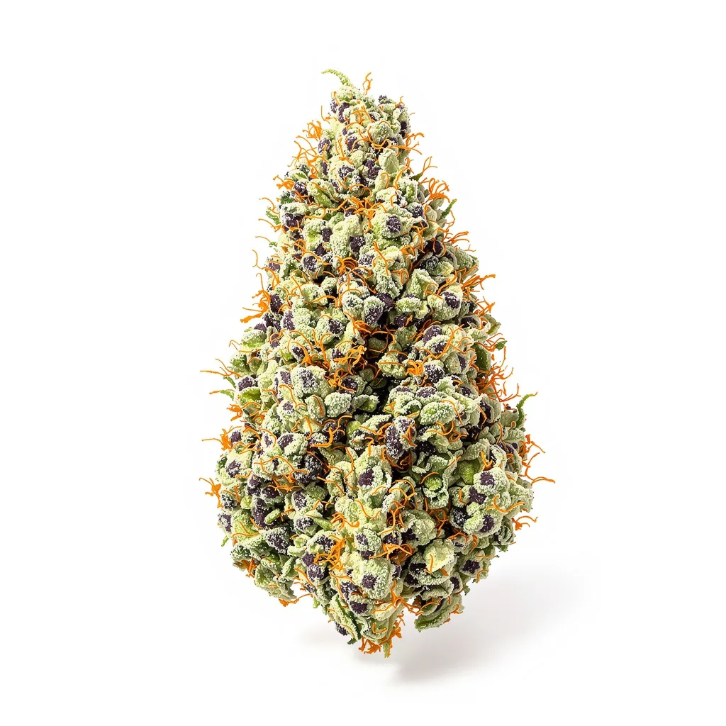 Apple Pie 56% indica / 44% sativa flower with visible trichomes