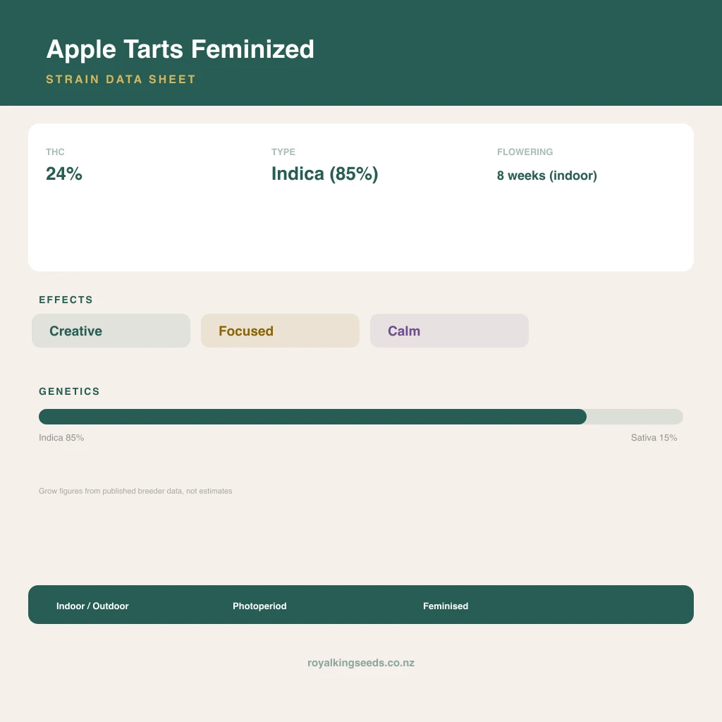 Apple Tarts 85% indica / 15% sativa flower with visible trichomes