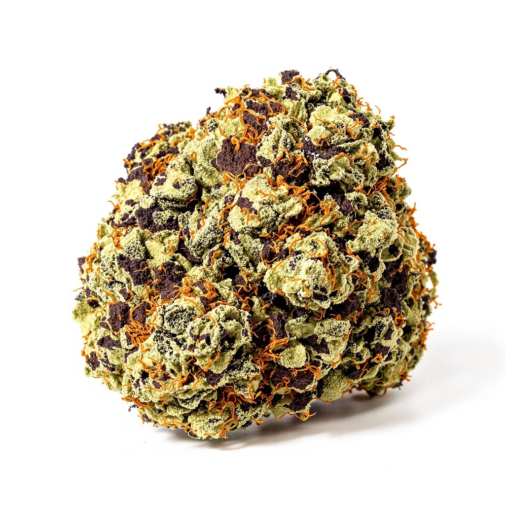 Aspen OG 86% indica / 14% sativa flower with visible trichomes