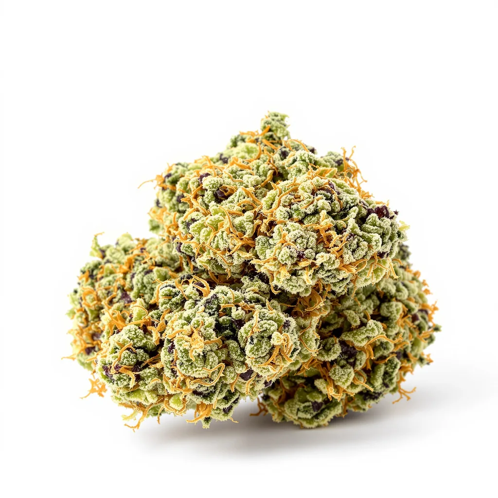 Aurora Borealis 49% indica / 51% sativa flower with visible trichomes