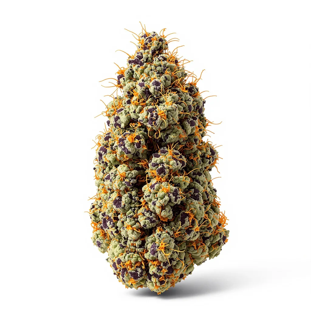 Badazz Cheese 79% indica / 21% sativa flower with visible trichomes
