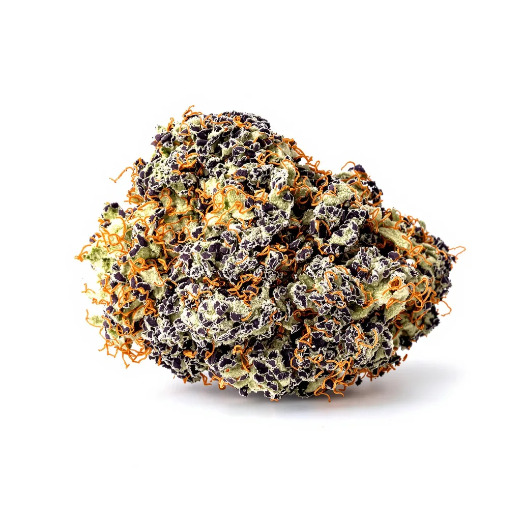 Banana Candy 67% indica / 33% sativa flower with visible trichomes