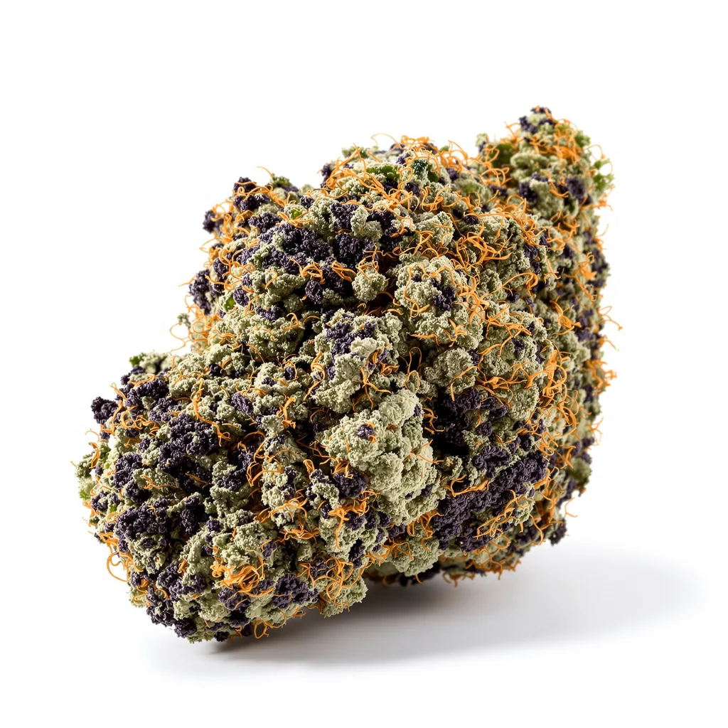 Banana Cream OG 73% indica / 27% sativa flower with visible trichomes