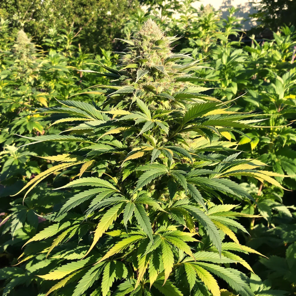Banana Cream OG 73% indica / 27% sativa flower with visible trichomes