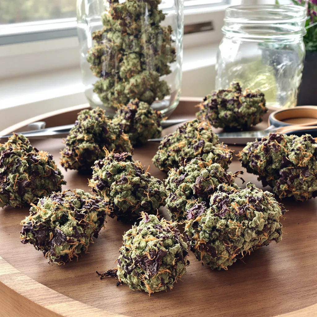 Banana Diesel 70% indica / 30% sativa flower with visible trichomes
