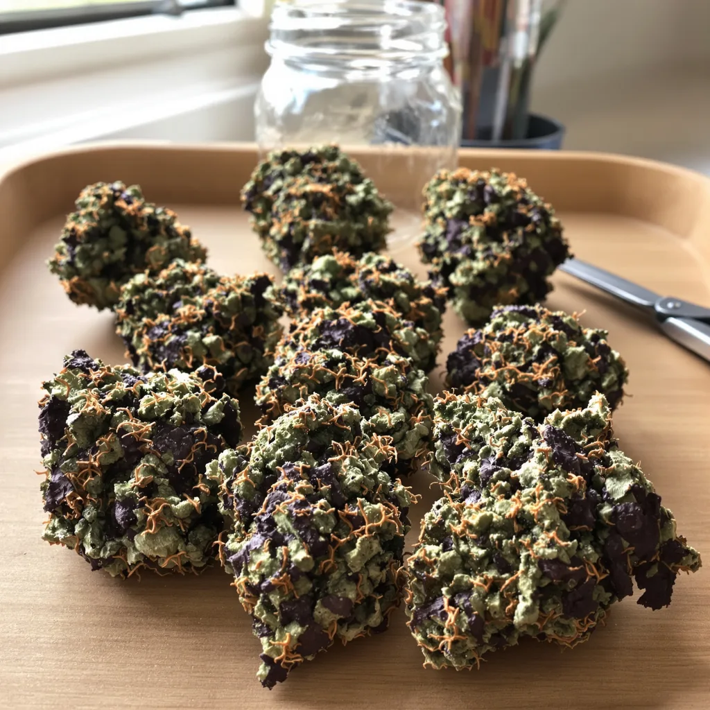 Banana OG 76% indica / 24% sativa flower with visible trichomes
