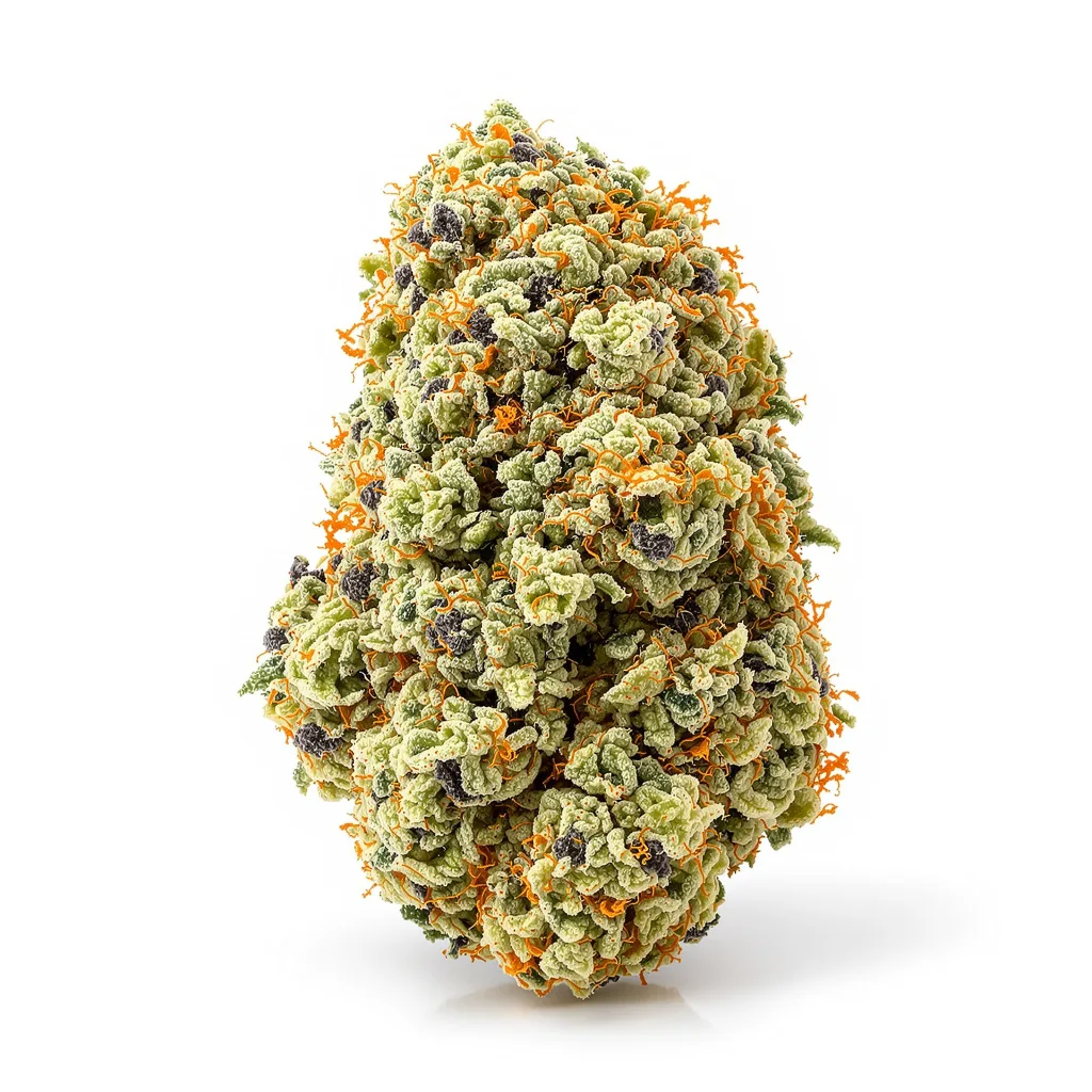 BCN Diesel CBD 57% indica / 43% sativa flower with visible trichomes