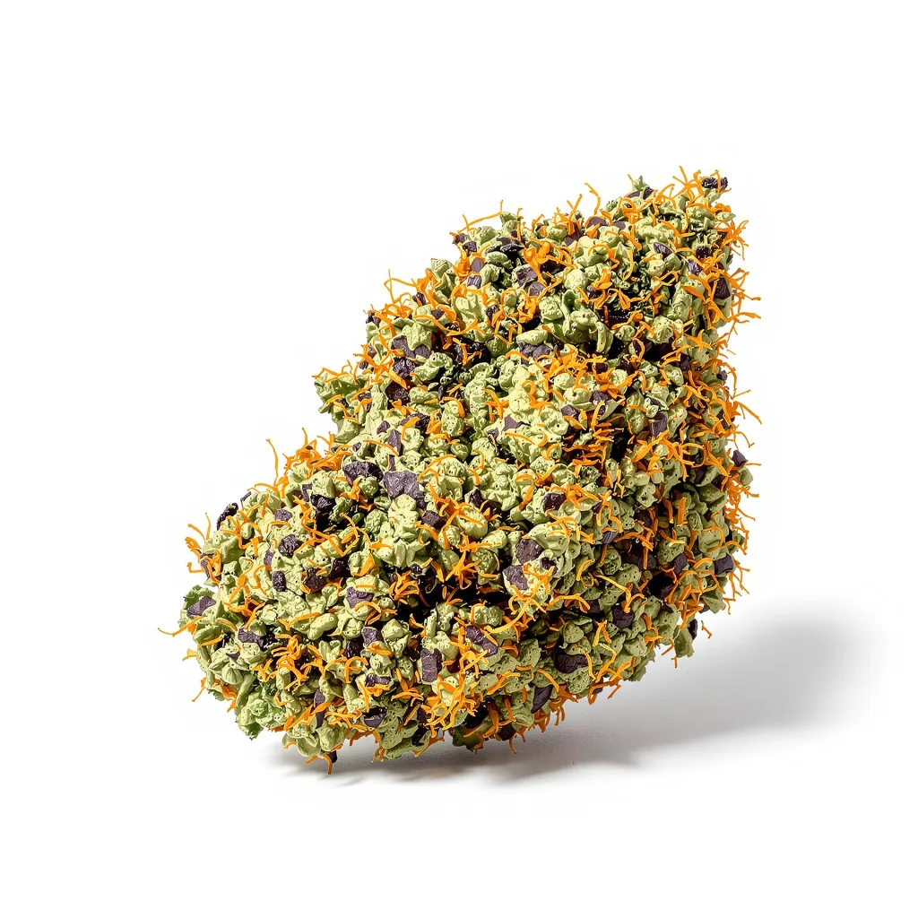 Big Bud 85% indica / 15% sativa flower with visible trichomes