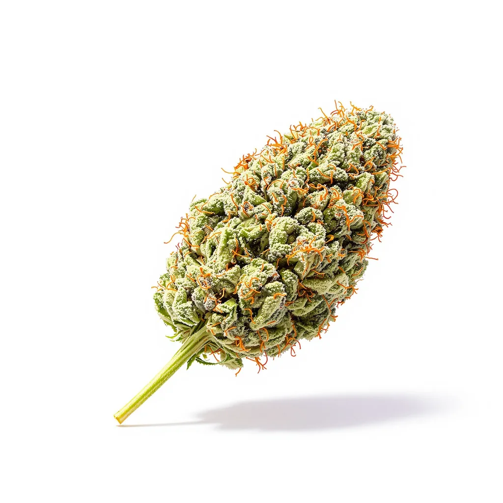 Big Devil 44% indica / 56% sativa flower with visible trichomes