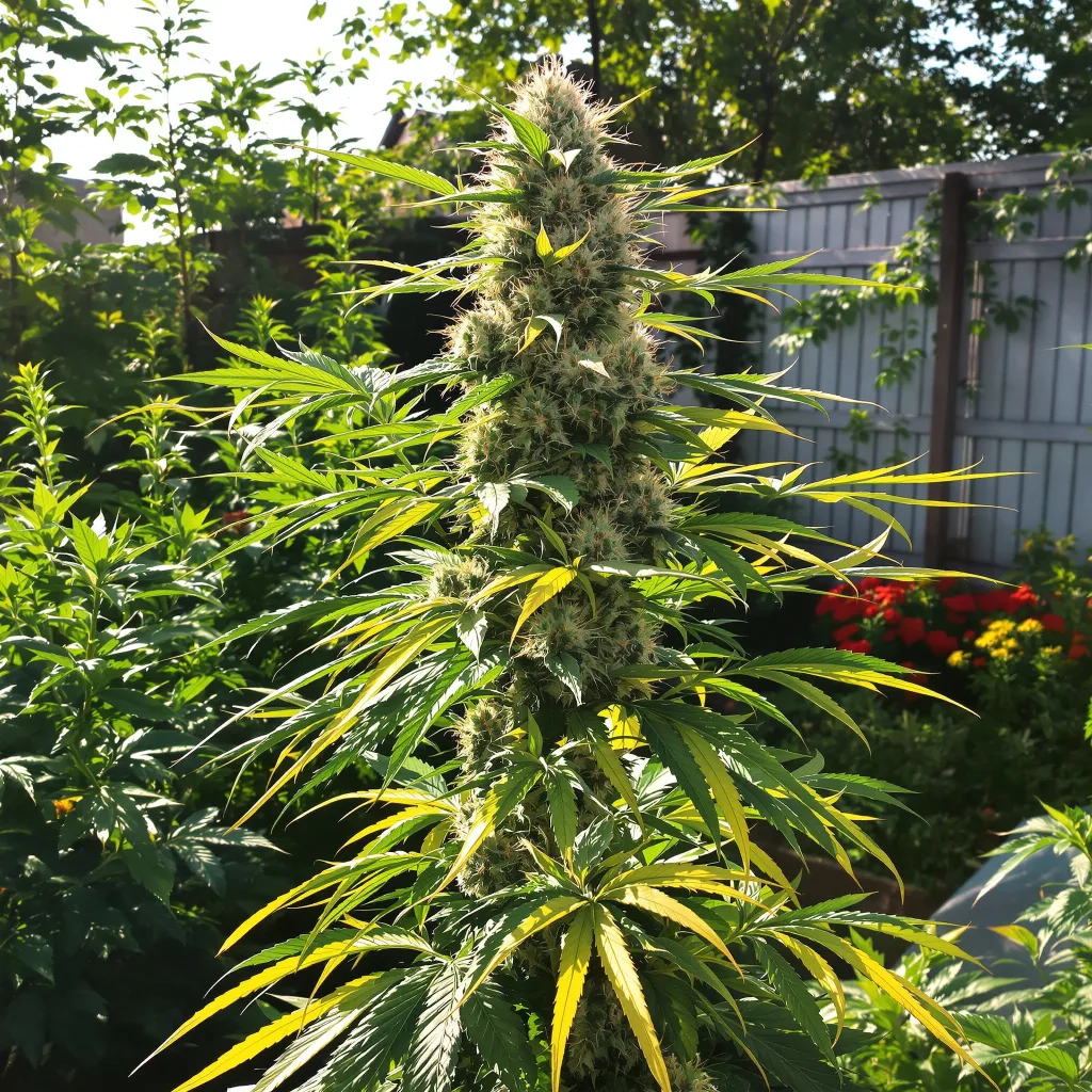 Biker Le Blanc 46% indica / 54% sativa flower with visible trichomes