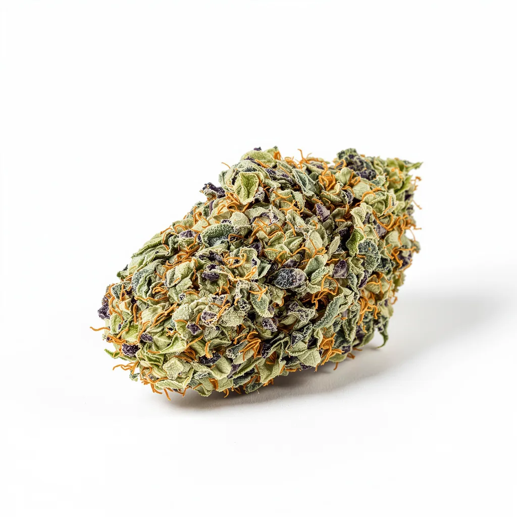 Black Betty 47% indica / 53% sativa flower with visible trichomes