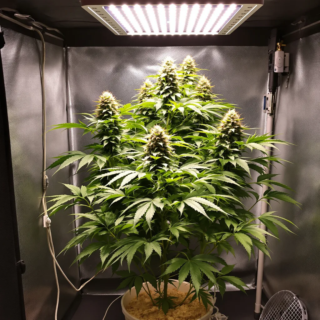 Black Demon OG cannabis plant in flowering stage — 150 cm feminised