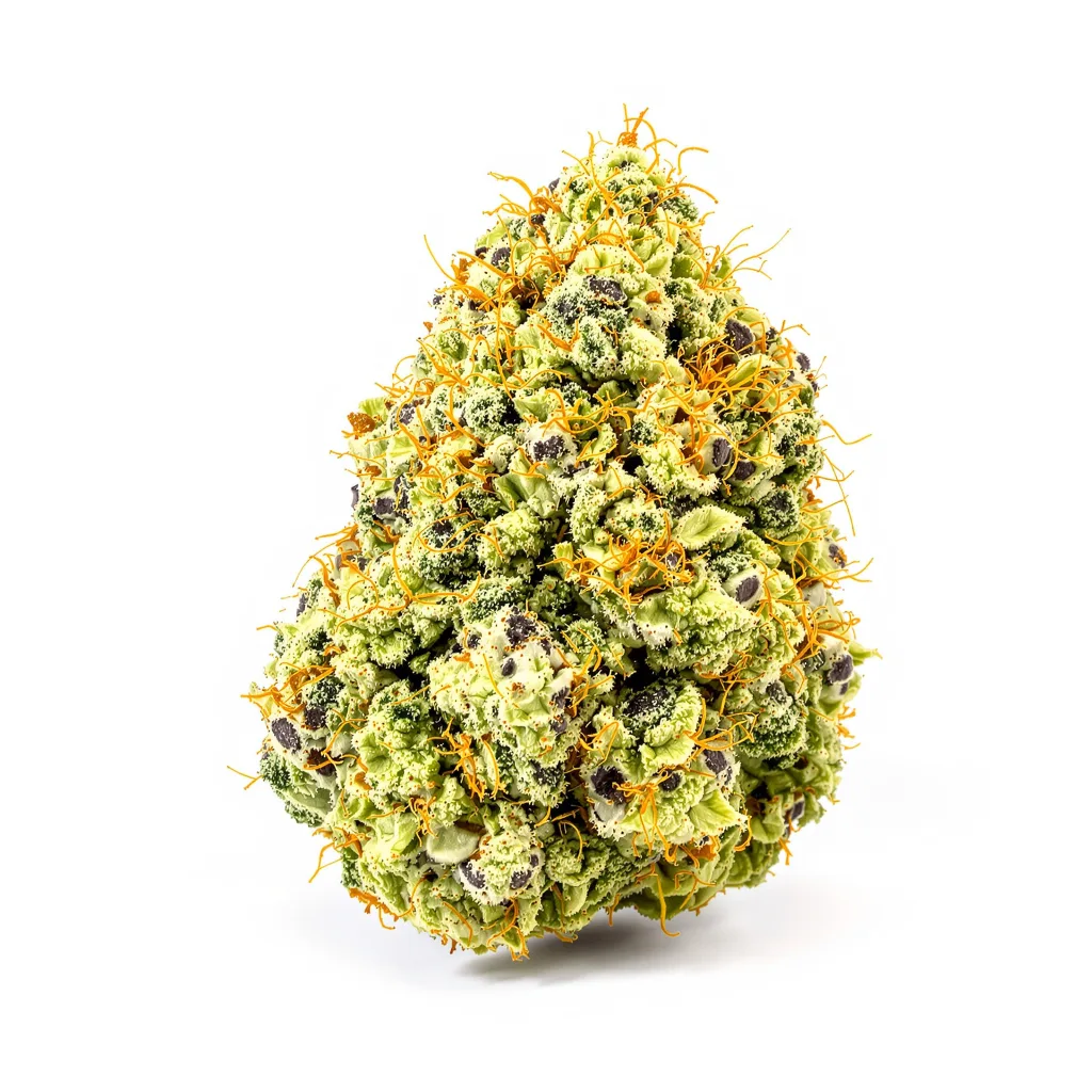 Black Jack 20% indica / 80% sativa flower with visible trichomes