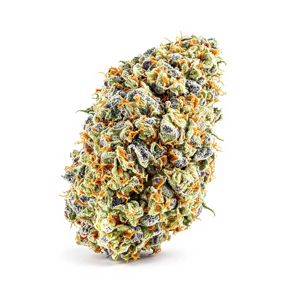 Black Mamba 60% indica / 40% sativa flower with visible trichomes