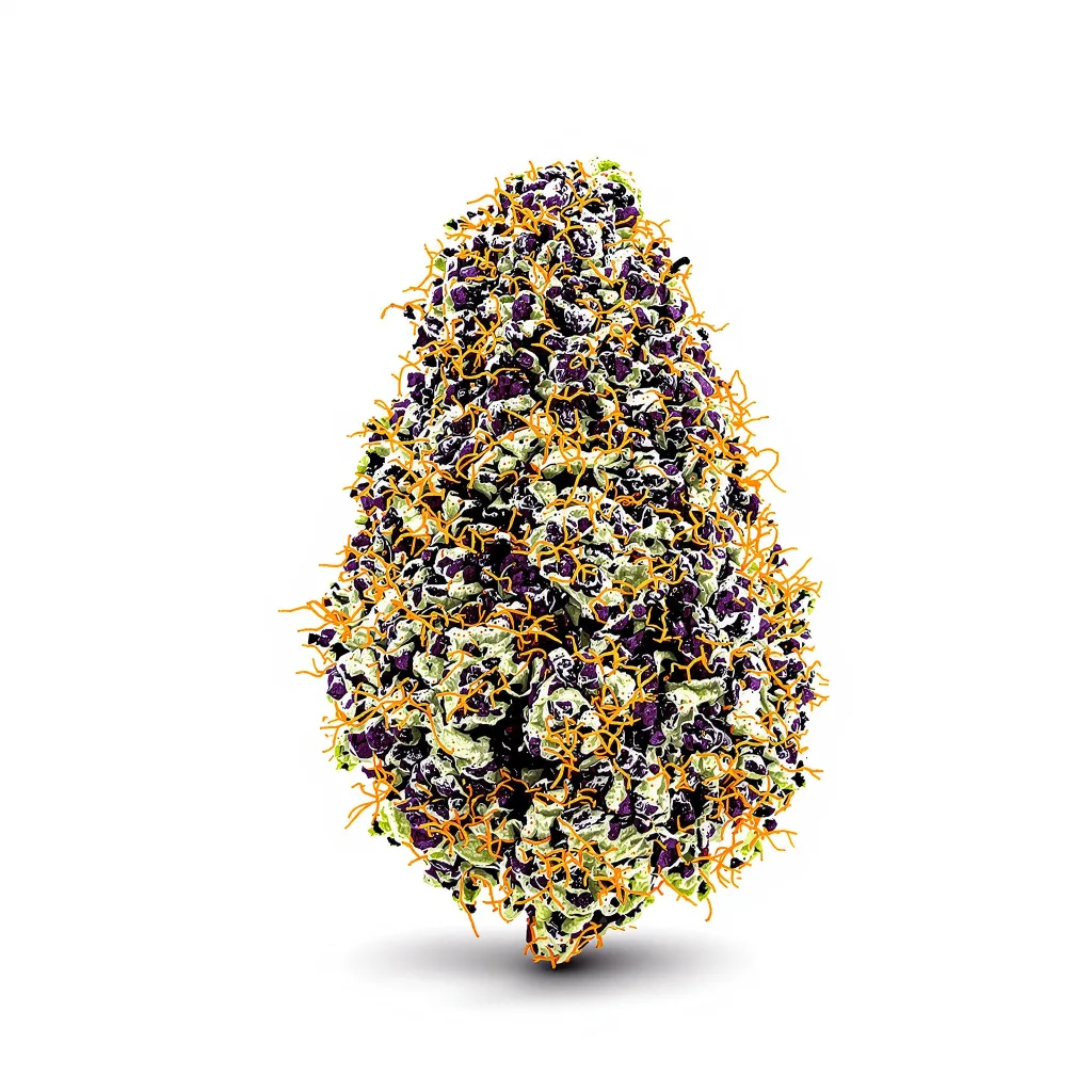 Blackberry Cream 78% indica / 22% sativa flower with visible trichomes