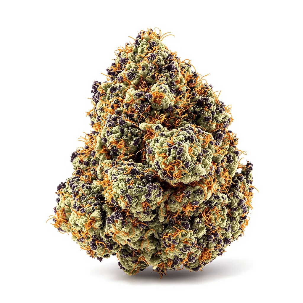 Blackberry Rhino 74% indica / 26% sativa flower with visible trichomes