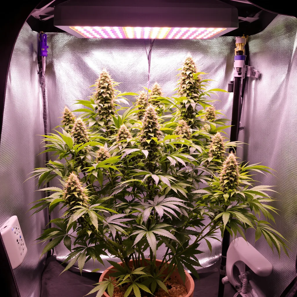 Blue Blood cannabis plant in flowering stage — 60-100 cm autoflower
