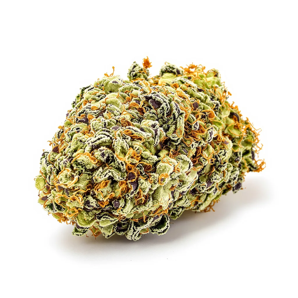 Blue Cheese 60% indica / 40% sativa flower with visible trichomes