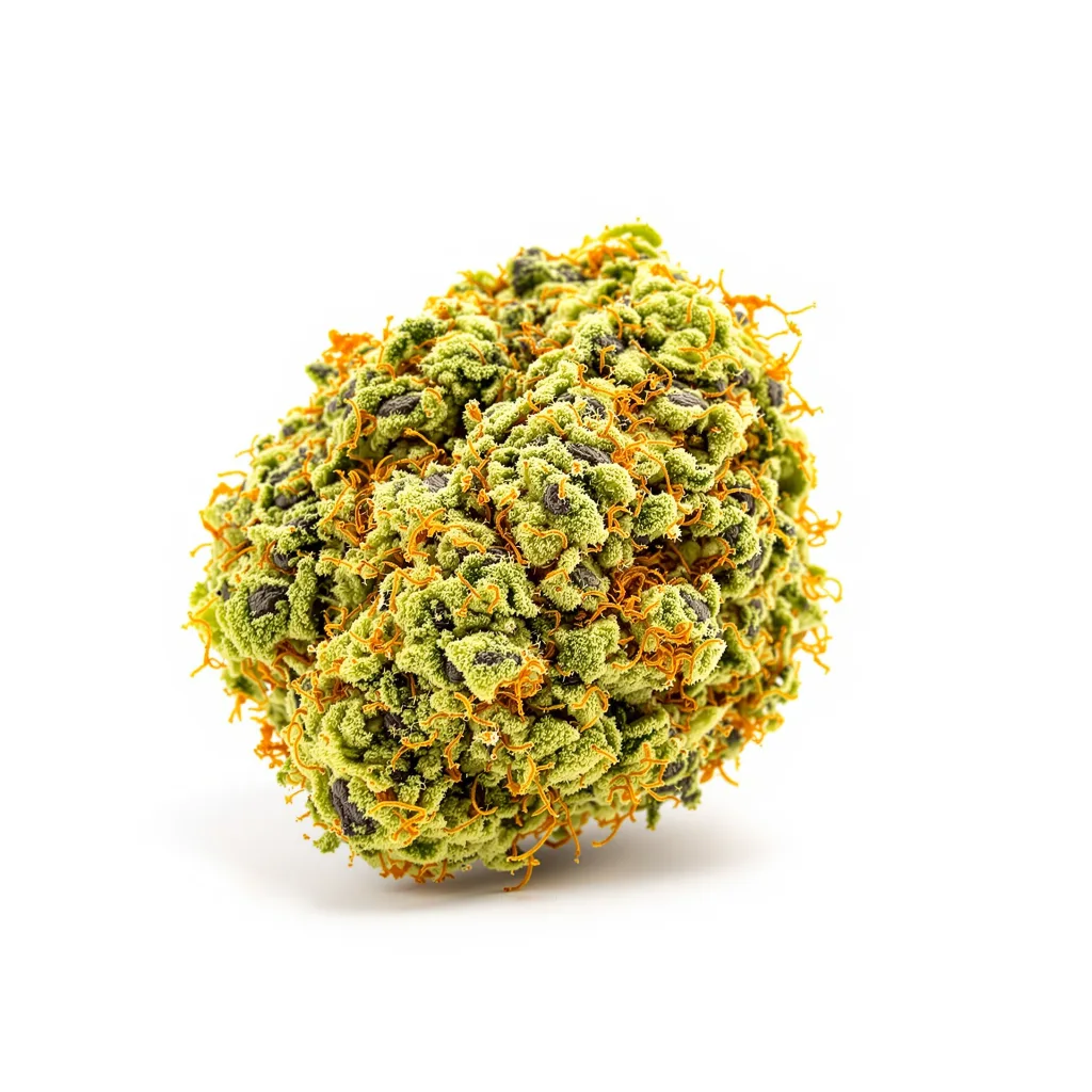 Blue Cinex 23% indica / 77% sativa flower with visible trichomes