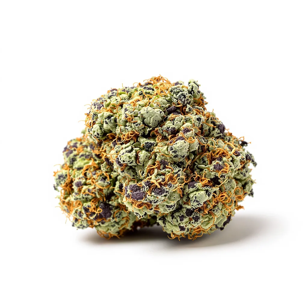 Blue Crack 77% indica / 23% sativa flower with visible trichomes