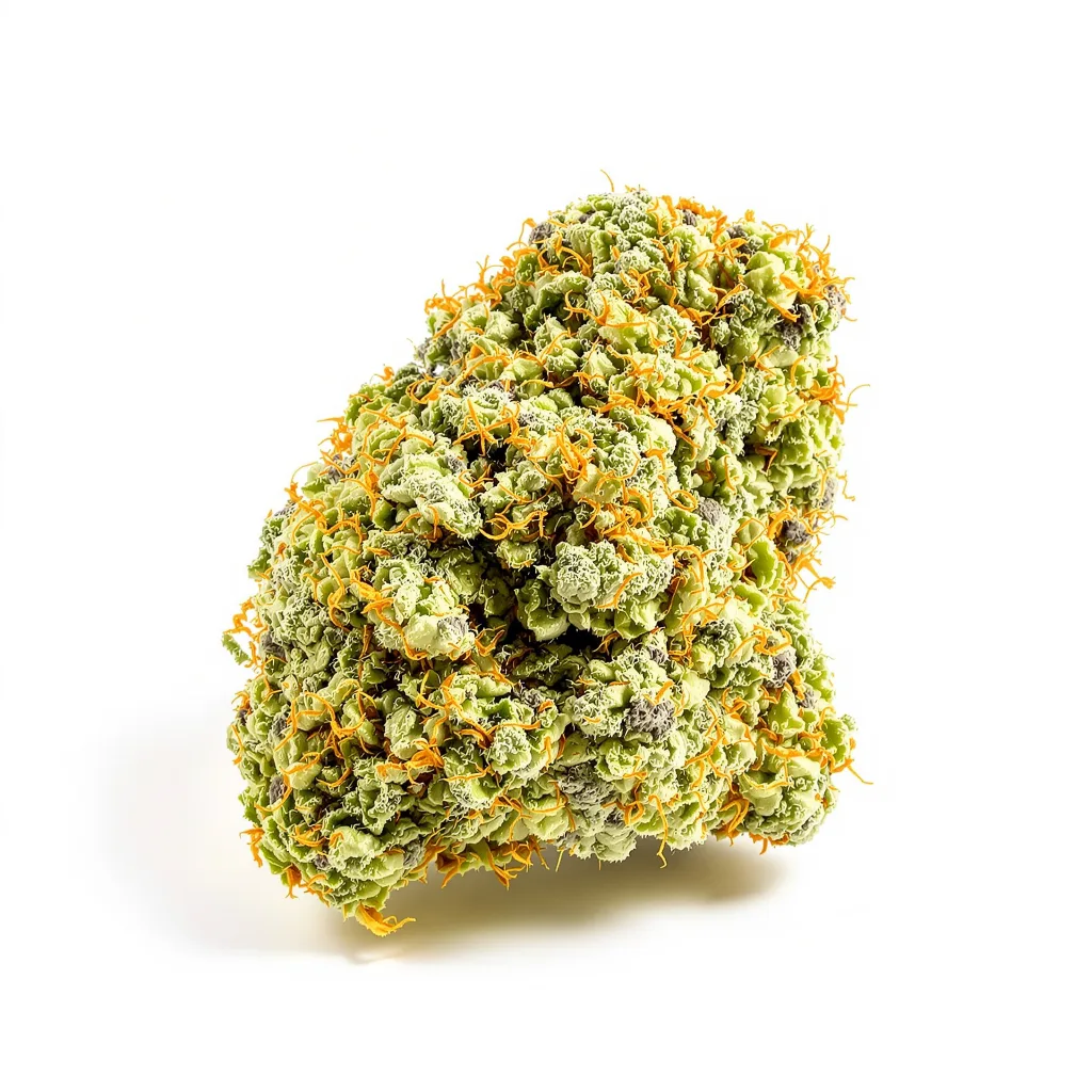 Blue Diamond 14% indica / 86% sativa flower with visible trichomes