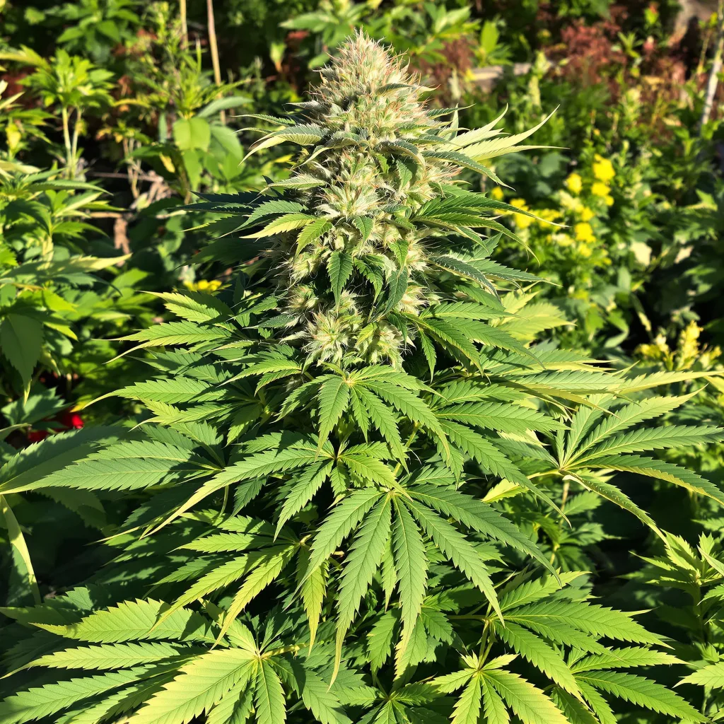 Blue Diesel 75% indica / 25% sativa flower with visible trichomes