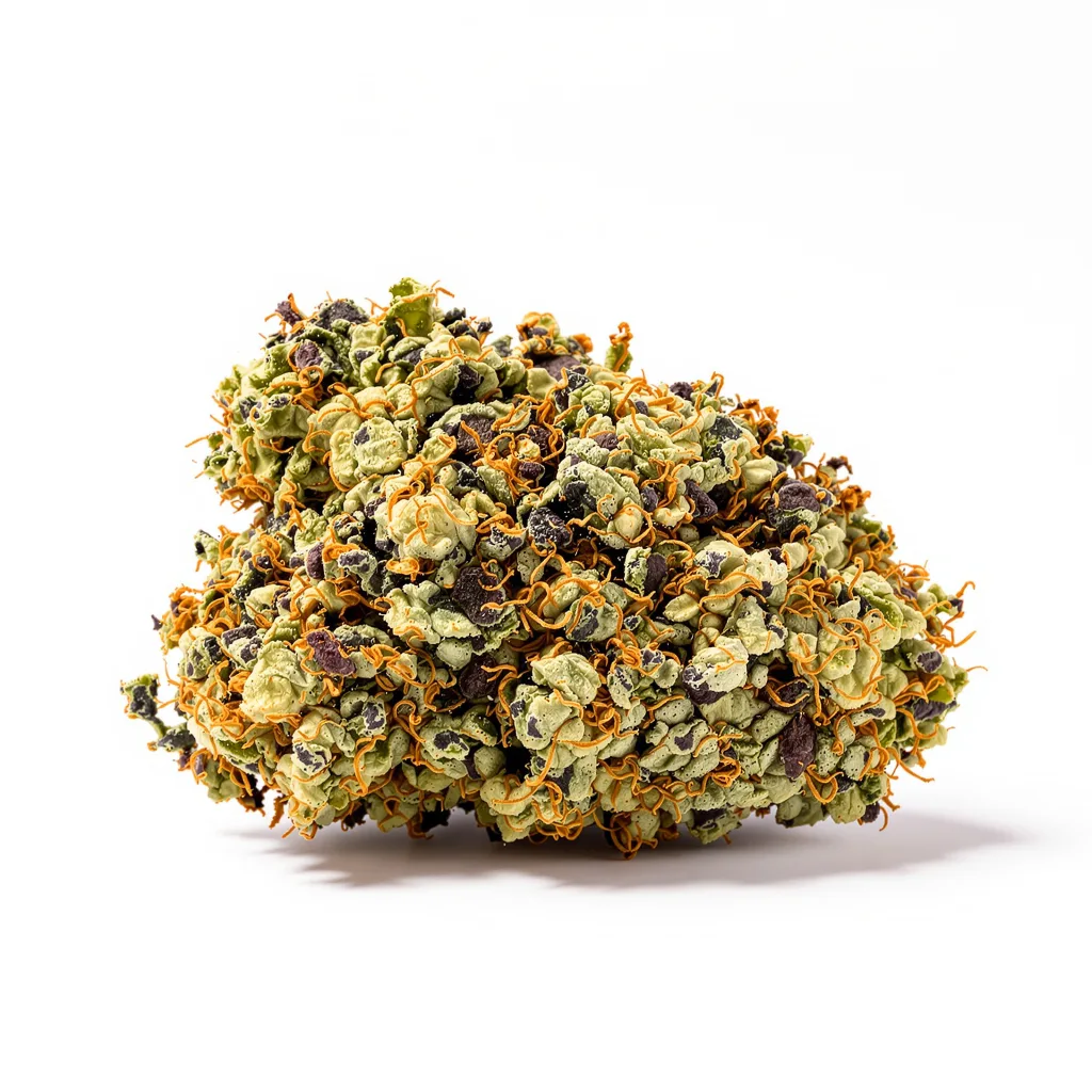 Blue Diesel 75% indica / 25% sativa flower with visible trichomes