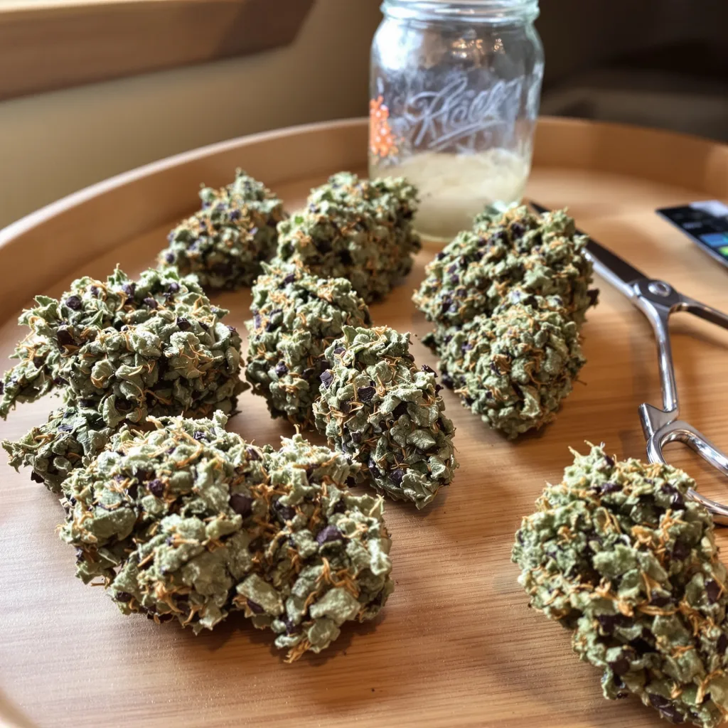 Blue Frost 69% indica / 31% sativa flower with visible trichomes