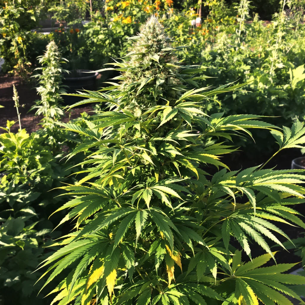 Blue God 100% indica / 50% sativa flower with visible trichomes
